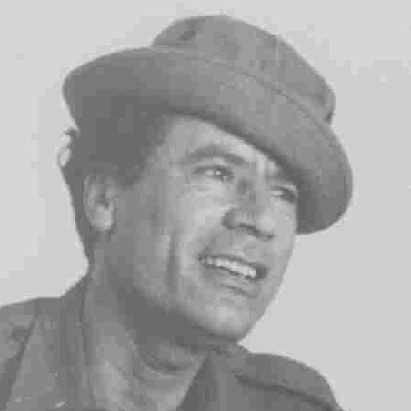 Historical photograph of Muammar Gaddafi